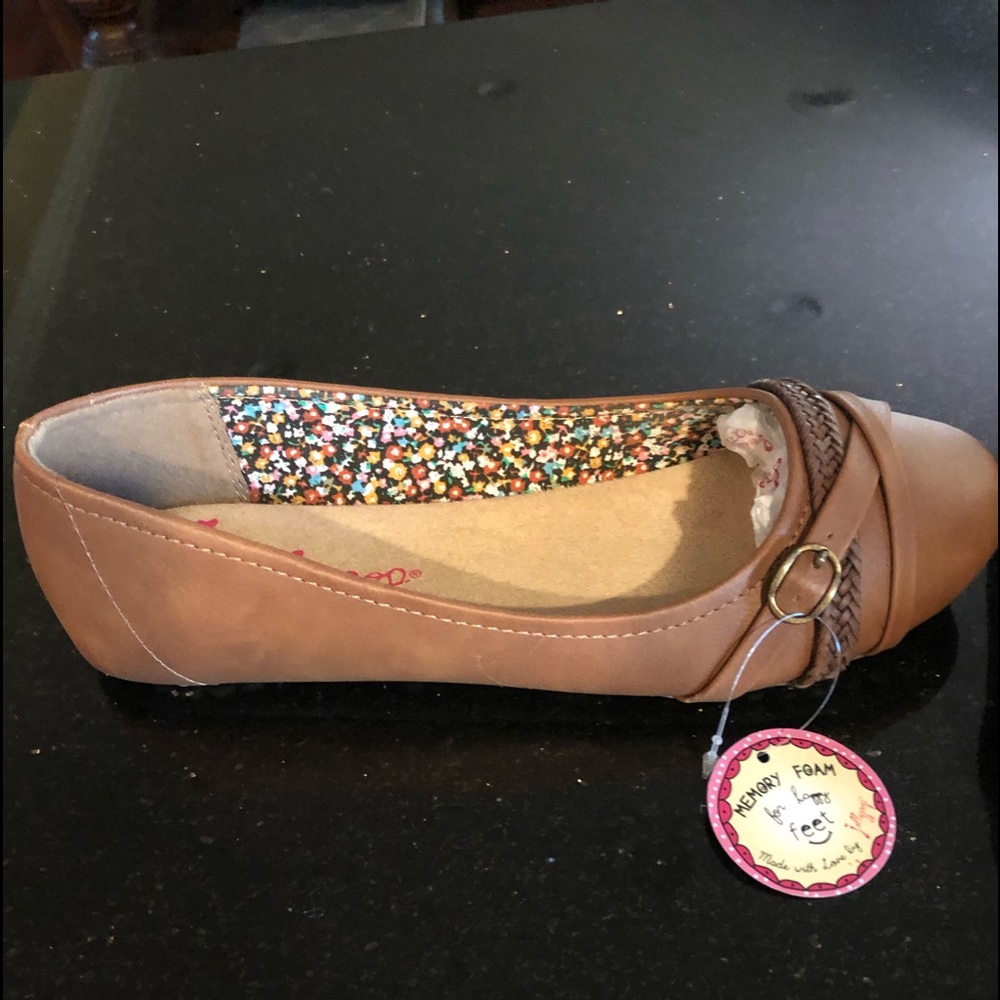 JellyPop Memory Foam flats, size 10 wide, black